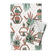 Moroccan Tile garden,  inspired by Moroccan Riad gardens, Marrakesh Garden succulents // Marrakech succulent fabric // cacti, western, Succulent flowers, succulent floral