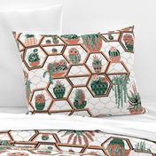 Moroccan Tile garden,  inspired by Moroccan Riad gardens, Marrakesh Garden succulents // Marrakech succulent fabric // cacti, western, Succulent flowers, succulent floral