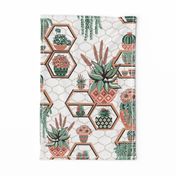 Moroccan Tile garden,  inspired by Moroccan Riad gardens, Marrakesh Garden succulents // Marrakech succulent fabric // cacti, western, Succulent flowers, succulent floral