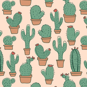 Tan Cactus Fabric, Wallpaper and Home Decor | Spoonflower