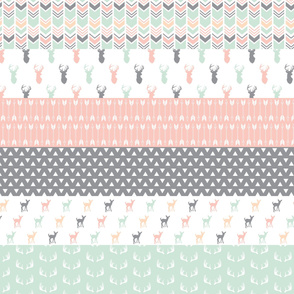 Willow Woods Strip Quilt - Woodland baby girl quilt top