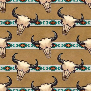 Bison Skulls Tan Stripe