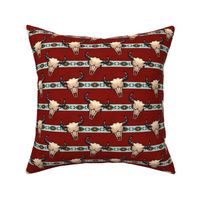 Bison Skulls Dark Red Stripes