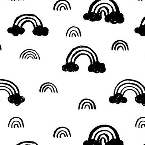 Black and white Scandinavian abstract rainbow clouds sky gender neutral