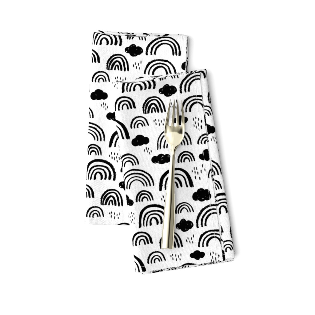 Black and white Scandinavian abstract rainbow clouds happy rain sky gender neutral