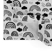 Black and white Scandinavian abstract rainbow clouds happy rain sky gender neutral