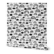 Black and white Scandinavian abstract rainbow clouds happy rain sky gender neutral