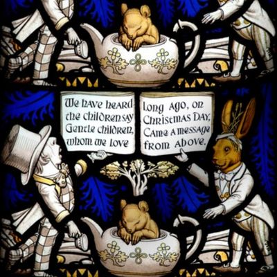 alice wonderland mad hatter march hare rabbits tea party teapot dormouse mouse dormice straw poems poetry children christmas fairy tales books plants Lewis Carroll fantasy story stories cups stained glass whimsical vintage  sleeping napping