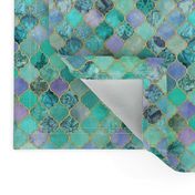Pale Mint & Lilac Decorative Moroccan Tiles with Gold Edges tiny version
