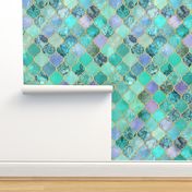 Pale Mint & Lilac Decorative Moroccan Tiles with Gold Edges tiny version