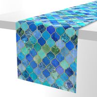 Cobalt Blue and Aqua Decorative Moroccan Tiles with Gold