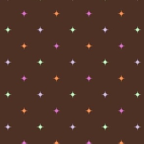 Tiny Micro  y2k neon bright colorful stars on brown