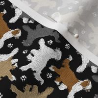 Tiny Trotting Chinese Crested powder puff and paw prints - black