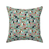 boston terrier floral fabric cute dogs design