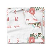  54" X 36"  - milestone floral wreath baby blanket photo prop cute baby gift