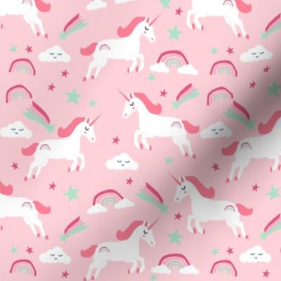 unicorn pink and mint fabric baby nursery design