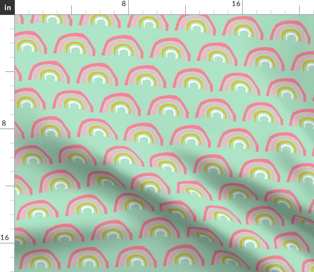 rainbow fabric magic rainbows nursery baby - mint