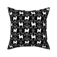 Chihuahua long haired silhouette floral dog pattern black