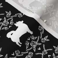 Chihuahua long haired silhouette floral dog pattern black