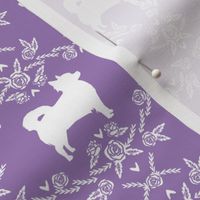 Chihuahua long haired silhouette floral dog pattern purple