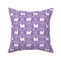 Chihuahua long haired silhouette floral dog pattern purple