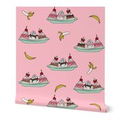 banana split // ice cream fabric summer food fabric andrea lauren design - pink