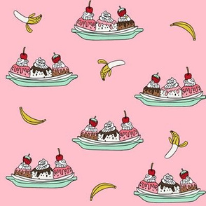 banana split // ice cream fabric summer food fabric andrea lauren design - pink