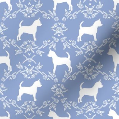 Chihuahua florals silhouette dog fabric pattern powder
