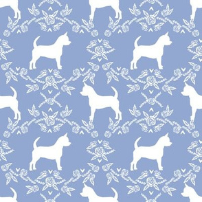Chihuahua florals silhouette dog fabric pattern powder