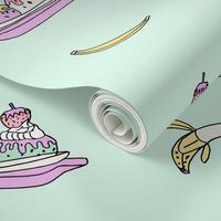 banana split // ice cream fabric summer food fabric andrea lauren design - pastels