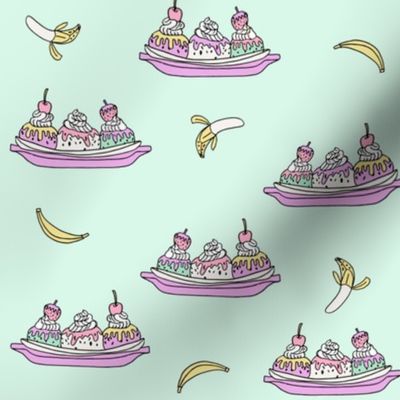 banana split // ice cream fabric summer food fabric andrea lauren design - pastels