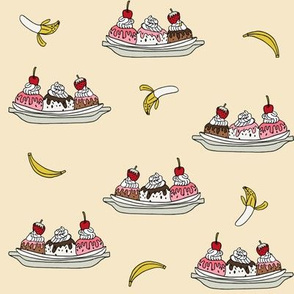 banana split // ice cream fabric summer food fabric andrea lauren design - cream