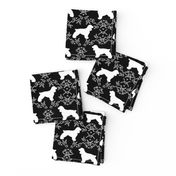 cocker spaniel dog breed silhouette florals black