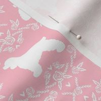 cocker spaniel dog breed silhouette florals pink