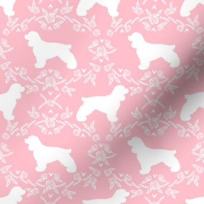 cocker spaniel dog breed silhouette florals pink