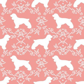 cocker spaniel dog breed silhouette florals sweet pink
