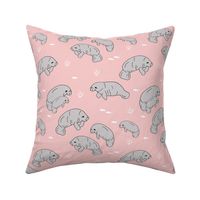 manatee fabric // manatees dugong animals design andrea lauren fabric - pink