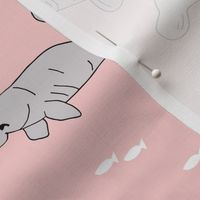 manatee fabric // manatees dugong animals design andrea lauren fabric - pink