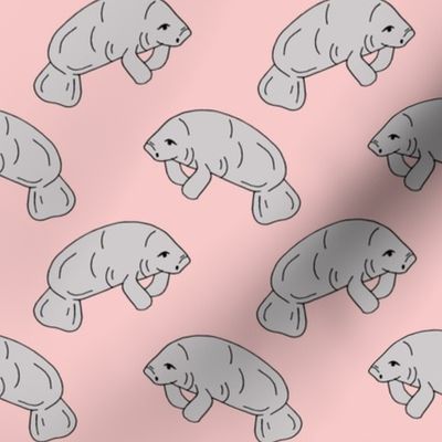 manatee fabric // manatees dugong animals design andrea lauren fabric - pink