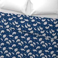 manatee fabric // manatees dugong animals design andrea lauren fabric -navy