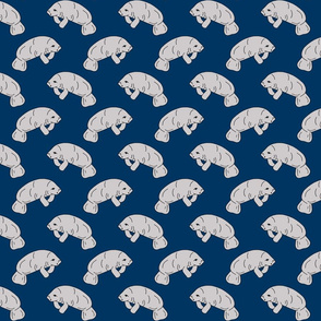 manatee fabric // manatees dugong animals design andrea lauren fabric - navy