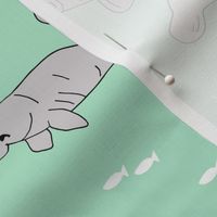 manatee fabric // manatees dugong animals design andrea lauren fabric - mint