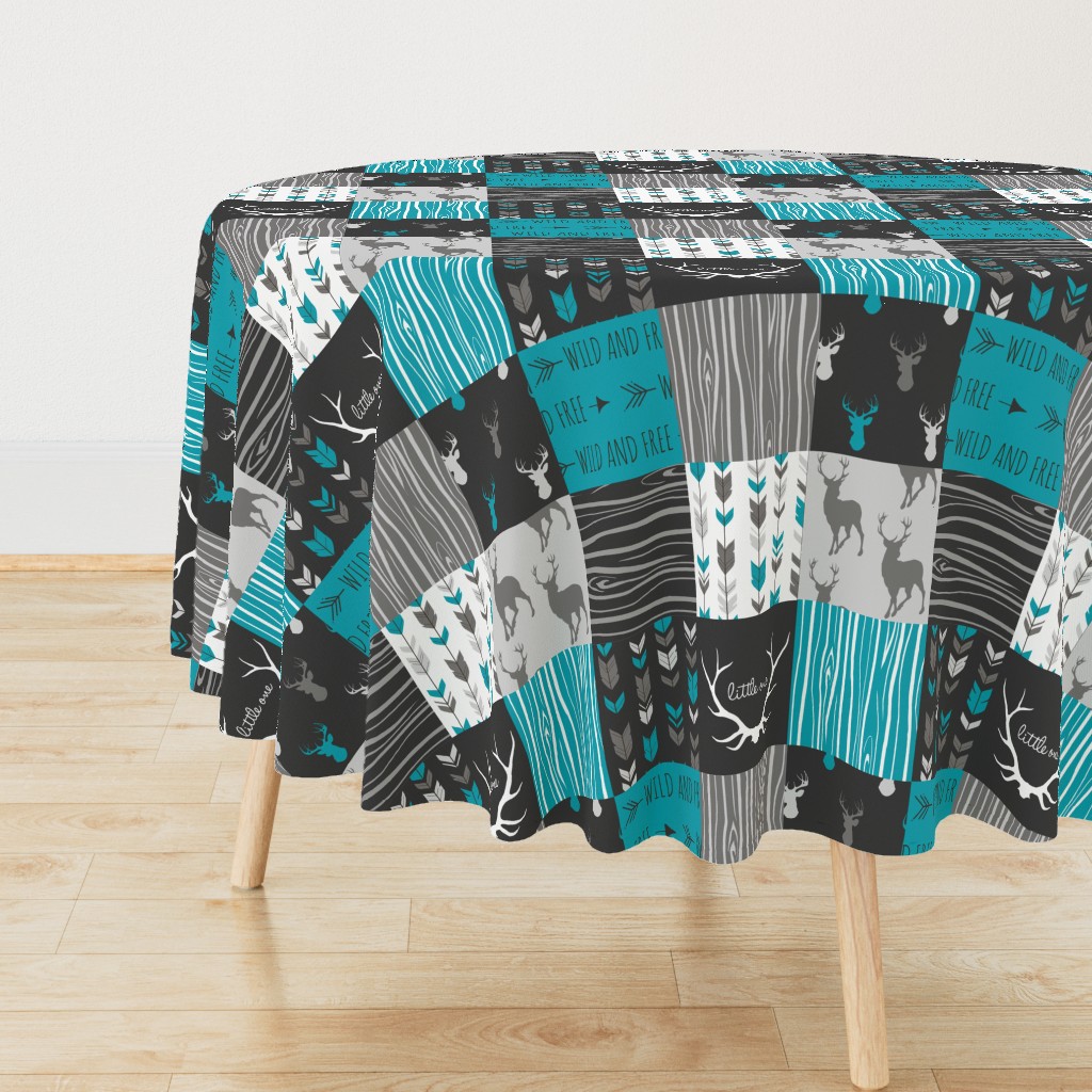 Patchwork Deer - Teal Ironwood - Wholecloth quilt