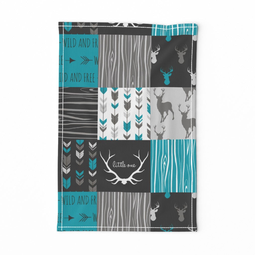 Patchwork Deer - Teal Ironwood - Wholecloth quilt