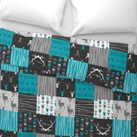 Patchwork Deer - Teal Ironwood - Wholecloth quilt