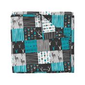 Patchwork Deer - Teal Ironwood - Wholecloth quilt