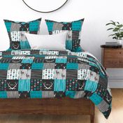 Patchwork Deer - Teal Ironwood - Wholecloth quilt