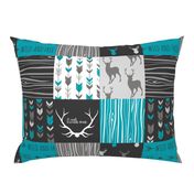 Patchwork Deer - Teal Ironwood - Wholecloth quilt