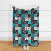 Patchwork Deer - Teal Ironwood - Wholecloth quilt