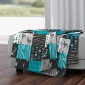 Patchwork Deer - Teal Ironwood - Wholecloth quilt